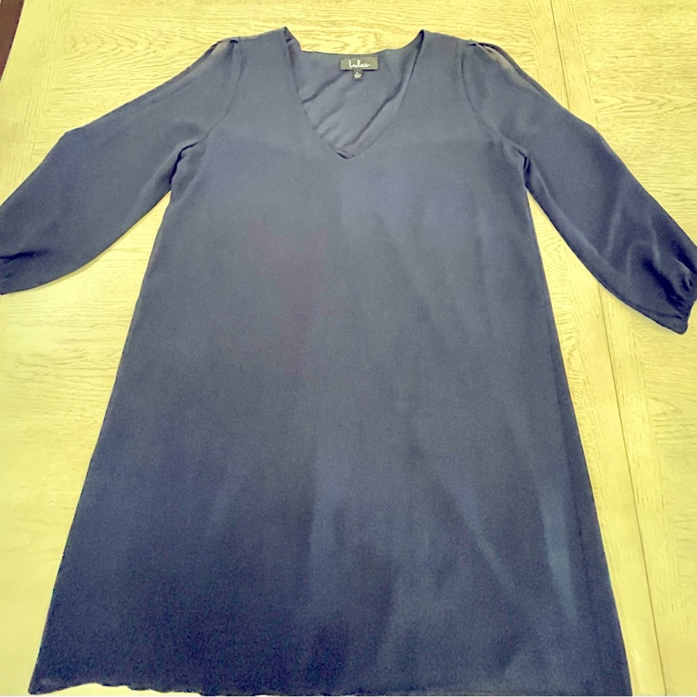 Lulu’s Long Sleeve Mini Dress - Navy Blue
